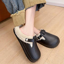 À prova dwaterproof água eva peludo mules chinelos feminino 2025 inverno fivela de metal quente chinelos de pelúcia macio fundo grosso não deslizamento slides internos