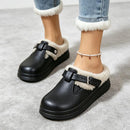 À prova dwaterproof água eva peludo mules chinelos feminino 2025 inverno fivela de metal quente chinelos de pelúcia macio fundo grosso não deslizamento slides internos