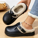 À prova dwaterproof água eva peludo mules chinelos feminino 2025 inverno fivela de metal quente chinelos de pelúcia macio fundo grosso não deslizamento slides internos