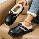 À prova dwaterproof água eva peludo mules chinelos feminino 2025 inverno fivela de metal quente chinelos de pelúcia macio fundo grosso não deslizamento slides internos