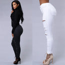 Venda quente jeans rasgados para mulheres sexy jeans skinny moda rua casual lápis calças femininas primavera e verão roupas