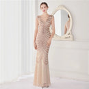 Deerveado elegante decote em v sereia vestido de noite longo luxo contas feminino vestidos de festa à noite 2025 novo vestido formal 19085