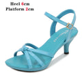 Sandálias de salto alto Peep Toe para mulheres, corrediças sensuais para festas de boate, sapatos cruzados, saltos finos, cor doce, tamanho grande 43, verão