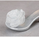Tridimensional flores chinelos verão sandálias transparentes sapatos de praia finos saltos altos caminhada mostrar cristal festa sapatos femininos