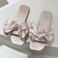 Nova moda cetim chinelos de casamento luxo feminino peep toe quarto sandálias casa sapatos de noiva dama de honra com arco de seda
