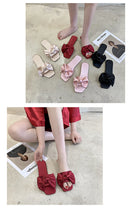 Nova moda cetim chinelos de casamento luxo feminino peep toe quarto sandálias casa sapatos de noiva dama de honra com arco de seda