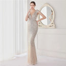 Deerveado elegante decote em v sereia vestido de noite longo luxo contas feminino vestidos de festa à noite 2025 novo vestido formal 19085