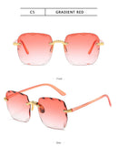 3 pçs quadrado sem aro óculos de sol feminino marca luxo designer verão vermelho óculos moda óculos de sol para homem uv400 tons oculos