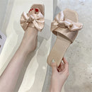 Nova moda cetim chinelos de casamento luxo feminino peep toe quarto sandálias casa sapatos de noiva dama de honra com arco de seda