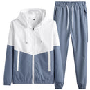 Conjunto de Agasalho Masculino 2026: Jaqueta e Calça Esportiva Casual com Capuz, Estilo Hip Hop, para Corrida - Conjunto de 2 Peças