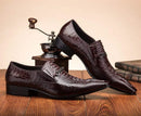 Moda masculina sapatos casuais de couro padrão de crocodilo sapatos de luxo deslizamento-em sapatos de casamento brogues de couro tamanho grande 38-48