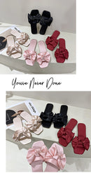 Nova moda cetim chinelos de casamento luxo feminino peep toe quarto sandálias casa sapatos de noiva dama de honra com arco de seda