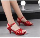 Sandália feminina confortável couro de patente 6cm verão estudante sapatos moda estilo simples fivela cinta festa fina saltos altos tamanho 43