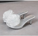 Tridimensional flores chinelos verão sandálias transparentes sapatos de praia finos saltos altos caminhada mostrar cristal festa sapatos femininos