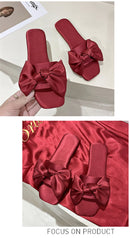 Nova moda cetim chinelos de casamento luxo feminino peep toe quarto sandálias casa sapatos de noiva dama de honra com arco de seda