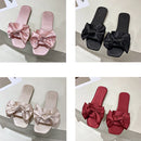 Nova moda cetim chinelos de casamento luxo feminino peep toe quarto sandálias casa sapatos de noiva dama de honra com arco de seda