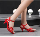 Sandália feminina confortável couro de patente 6cm verão estudante sapatos moda estilo simples fivela cinta festa fina saltos altos tamanho 43