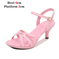Sandálias de salto alto Peep Toe para mulheres, corrediças sensuais para festas de boate, sapatos cruzados, saltos finos, cor doce, tamanho grande 43, verão