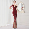 Deerveado elegante decote em v sereia vestido de noite longo luxo contas feminino vestidos de festa à noite 2025 novo vestido formal 19085