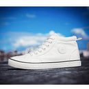 Tênis de lona de cano alto masculino deslizamento-on rendas casuais all-preto sapatos de skate básicos para estudantes sola plana sapatos esportivos confortáveis