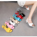 Sandálias de salto alto Peep Toe para mulheres, corrediças sensuais para festas de boate, sapatos cruzados, saltos finos, cor doce, tamanho grande 43, verão