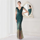 Deerveado elegante decote em v sereia vestido de noite longo luxo contas feminino vestidos de festa à noite 2025 novo vestido formal 19085