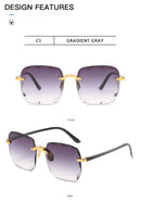 3 pçs quadrado sem aro óculos de sol feminino marca luxo designer verão vermelho óculos moda óculos de sol para homem uv400 tons oculos