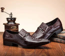 Moda masculina sapatos casuais de couro padrão de crocodilo sapatos de luxo deslizamento-em sapatos de casamento brogues de couro tamanho grande 38-48
