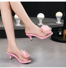 Tridimensional flores chinelos verão sandálias transparentes sapatos de praia finos saltos altos caminhada mostrar cristal festa sapatos femininos