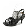 Sandália feminina confortável couro de patente 6cm verão estudante sapatos moda estilo simples fivela cinta festa fina saltos altos tamanho 43