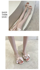 Nova moda cetim chinelos de casamento luxo feminino peep toe quarto sandálias casa sapatos de noiva dama de honra com arco de seda