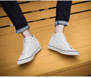 Tênis de lona de cano alto masculino deslizamento-on rendas casuais all-preto sapatos de skate básicos para estudantes sola plana sapatos esportivos confortáveis