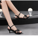 Sandália feminina confortável couro de patente 6cm verão estudante sapatos moda estilo simples fivela cinta festa fina saltos altos tamanho 43