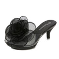 Tridimensional flores chinelos verão sandálias transparentes sapatos de praia finos saltos altos caminhada mostrar cristal festa sapatos femininos