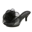 Tridimensional flores chinelos verão sandálias transparentes sapatos de praia finos saltos altos caminhada mostrar cristal festa sapatos femininos