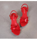 Sandálias de salto alto Peep Toe para mulheres, corrediças sensuais para festas de boate, sapatos cruzados, saltos finos, cor doce, tamanho grande 43, verão