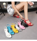 Sandálias de salto alto Peep Toe para mulheres, corrediças sensuais para festas de boate, sapatos cruzados, saltos finos, cor doce, tamanho grande 43, verão