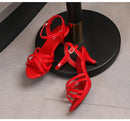 Sandália feminina confortável couro de patente 6cm verão estudante sapatos moda estilo simples fivela cinta festa fina saltos altos tamanho 43