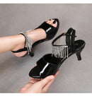Sandálias de salto alto Peep Toe para mulheres, corrediças sensuais para festas de boate, sapatos cruzados, saltos finos, cor doce, tamanho grande 43, verão