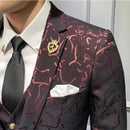 Conjuntos de terno masculino de luxo mais recente casaco calça colete design vestido ternos floral fino noivo smoking terno azul real borgonha ternos masculinos