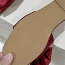 Nova moda cetim chinelos de casamento luxo feminino peep toe quarto sandálias casa sapatos de noiva dama de honra com arco de seda
