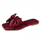Nova moda cetim chinelos de casamento luxo feminino peep toe quarto sandálias casa sapatos de noiva dama de honra com arco de seda