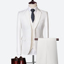 Luxo 3 peças terno de casamento masculino moda magro cor sólida negócios escritório terno define tamanho grande masculino blazer + calças + colete
