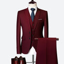 Luxo 3 peças terno de casamento masculino moda magro cor sólida negócios escritório terno define tamanho grande masculino blazer + calças + colete
