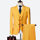 Luxo 3 peças terno de casamento masculino moda magro cor sólida negócios escritório terno define tamanho grande masculino blazer + calças + colete