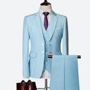 Luxo 3 peças terno de casamento masculino moda magro cor sólida negócios escritório terno define tamanho grande masculino blazer + calças + colete