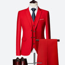 Luxo 3 peças terno de casamento masculino moda magro cor sólida negócios escritório terno define tamanho grande masculino blazer + calças + colete