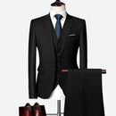 Luxo 3 peças terno de casamento masculino moda magro cor sólida negócios escritório terno define tamanho grande masculino blazer + calças + colete