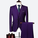 Luxo 3 peças terno de casamento masculino moda magro cor sólida negócios escritório terno define tamanho grande masculino blazer + calças + colete