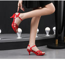 Sandália feminina confortável couro de patente 6cm verão estudante sapatos moda estilo simples fivela cinta festa fina saltos altos tamanho 43